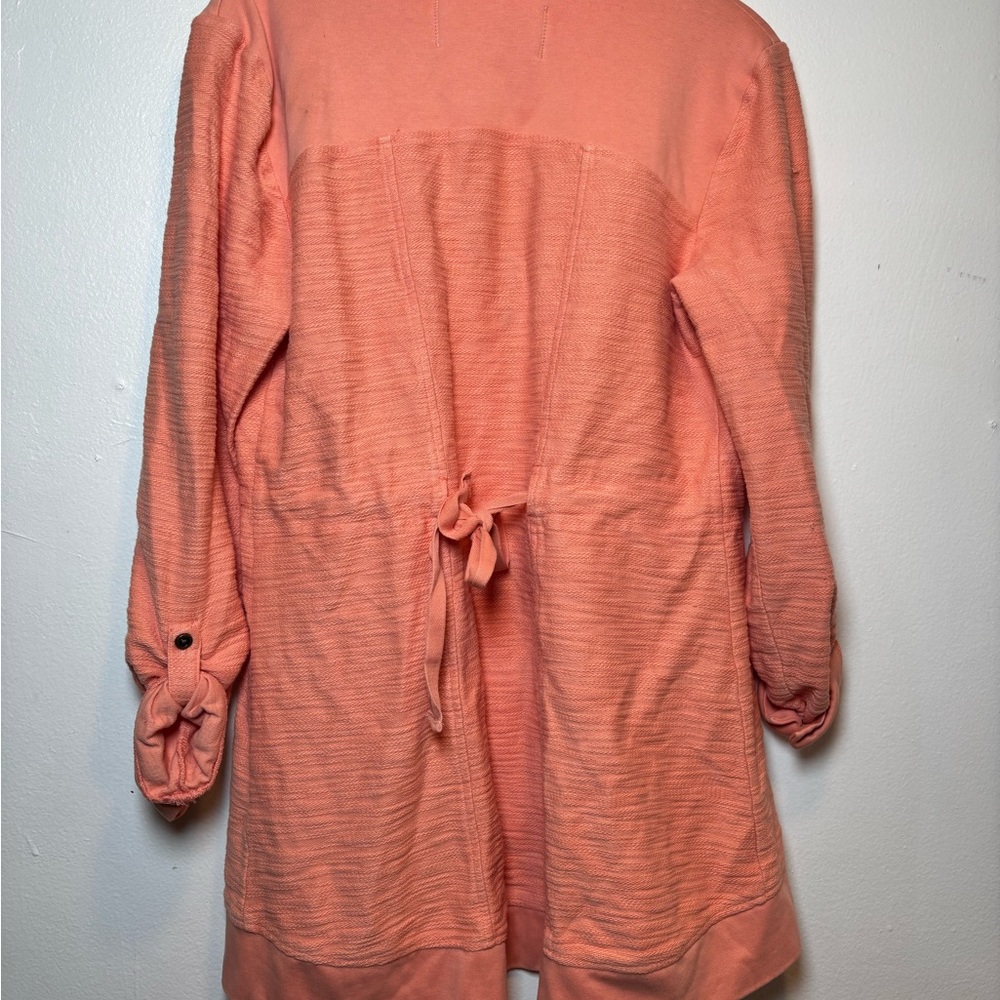 Saturday Sunday Womens Sweatshirt Jacket Orange Peach Long Sleeve Stretch M - Picture 5 of 7